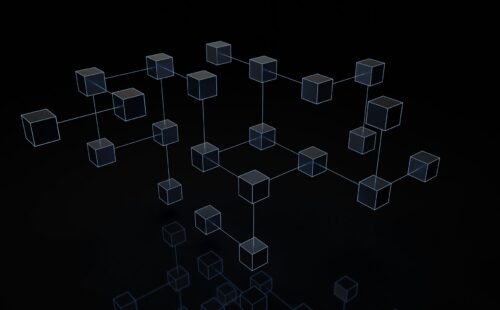 Black and white photo of cubes on black background